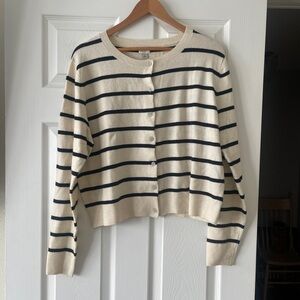 a new day Black and Cream Striped Cardigan
